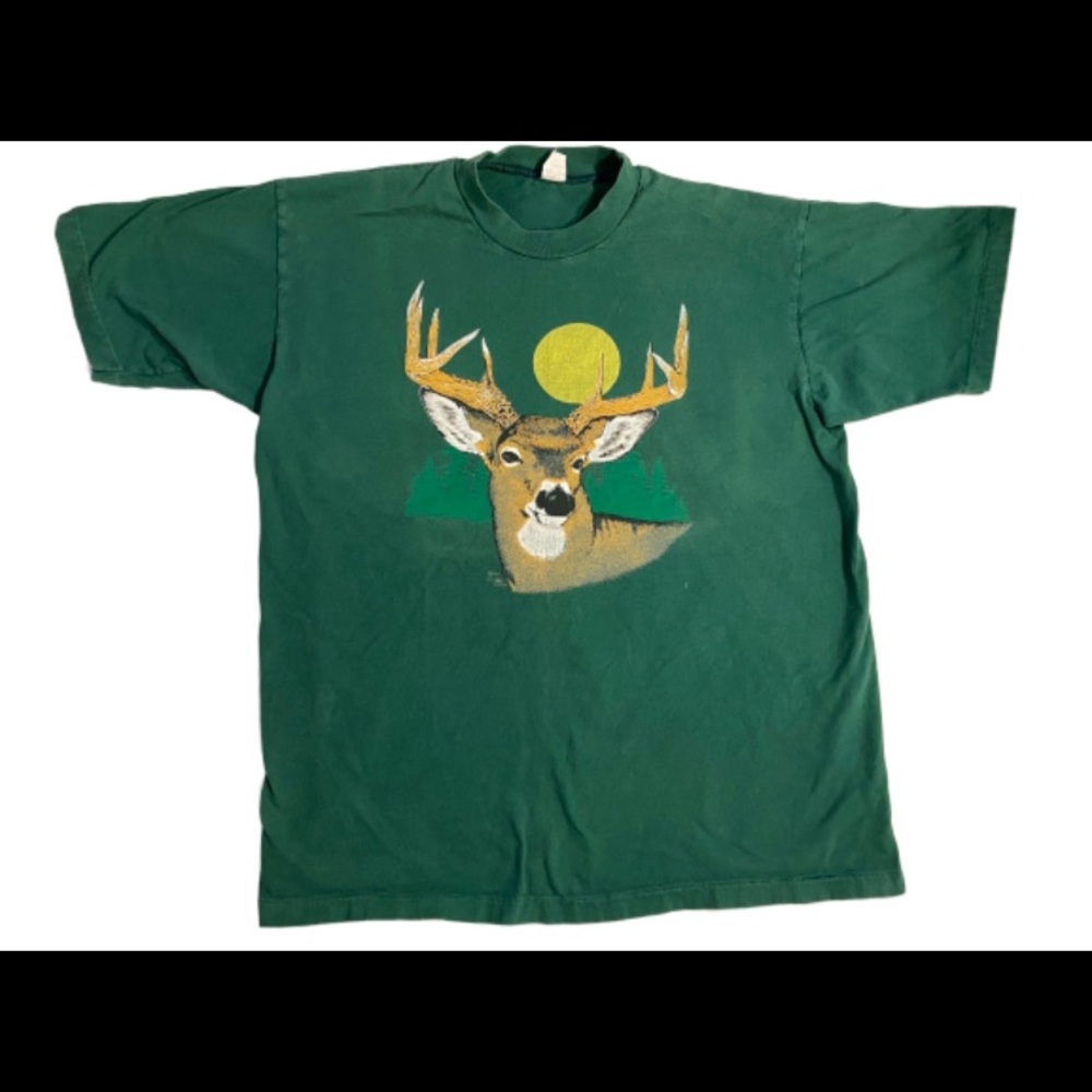 Green Graphic Deer Print Men's Shirt